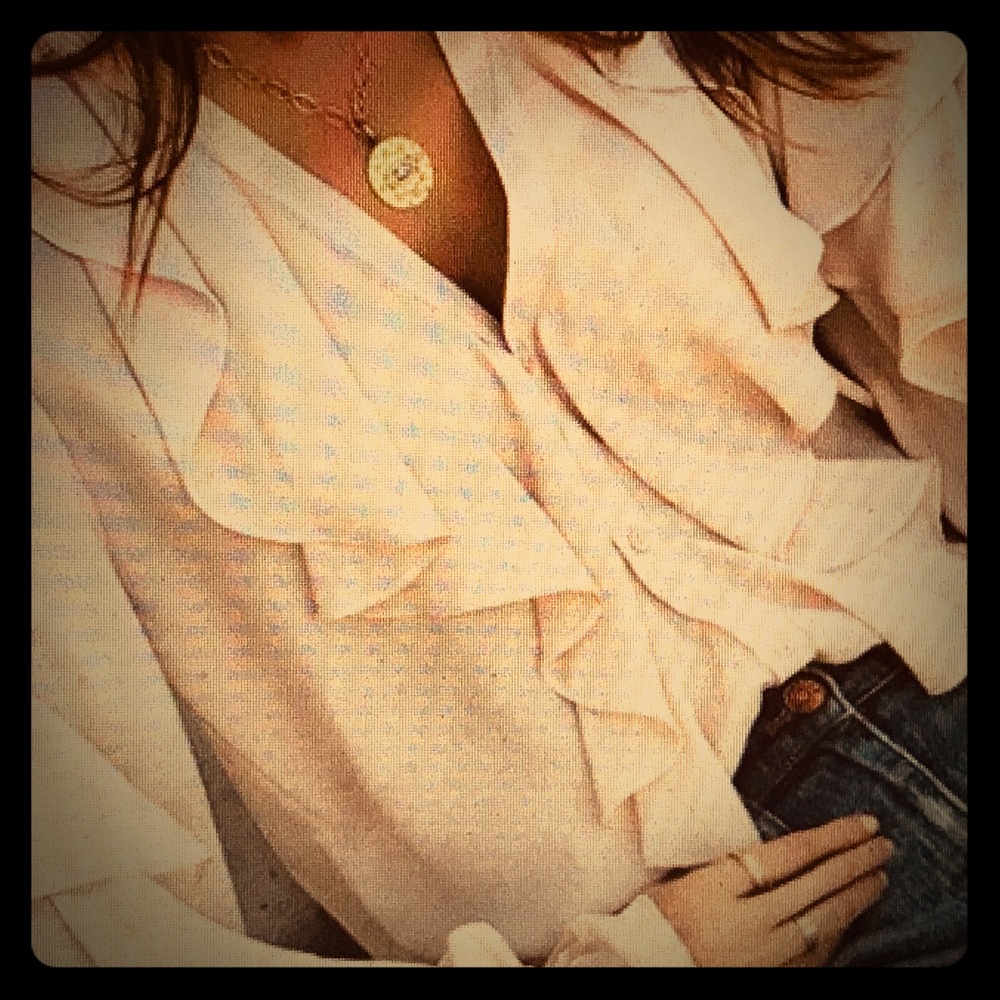 NWOT Pinky peach ruffle blouse